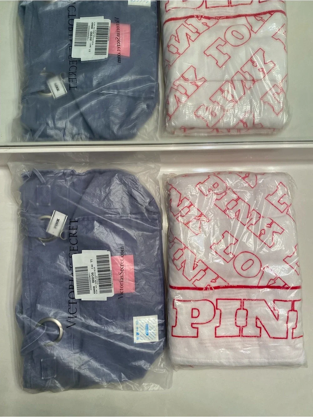 PINK Victoria's Secret Denim Flat Bottom Tote with Free Towel